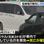 【悲報】 車中に乳児が4時間も放置されて死亡